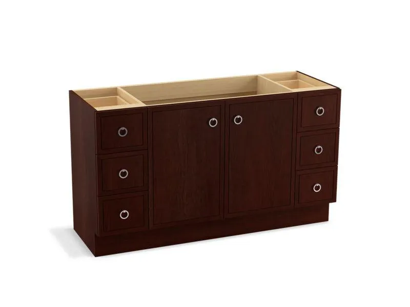 KOHLER K-99510-TK-1WA Jacquard 60" bathroom vanity cabinet with toe kick, 2 doors and 6 drawers