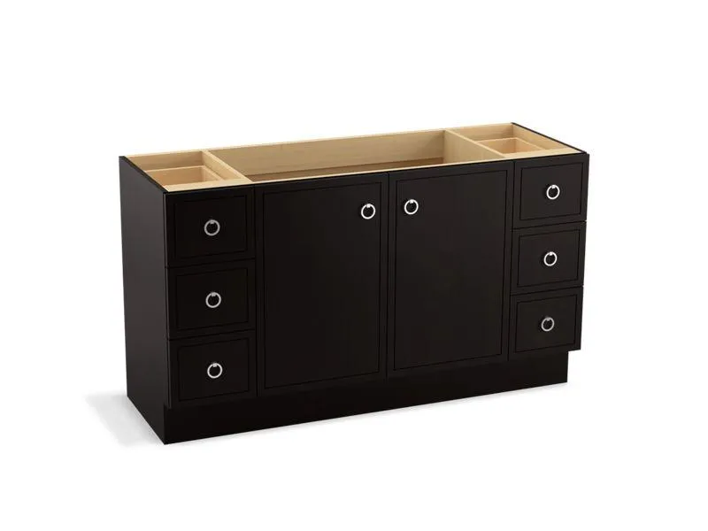 KOHLER K-99510-TK-1WA Jacquard 60" bathroom vanity cabinet with toe kick, 2 doors and 6 drawers