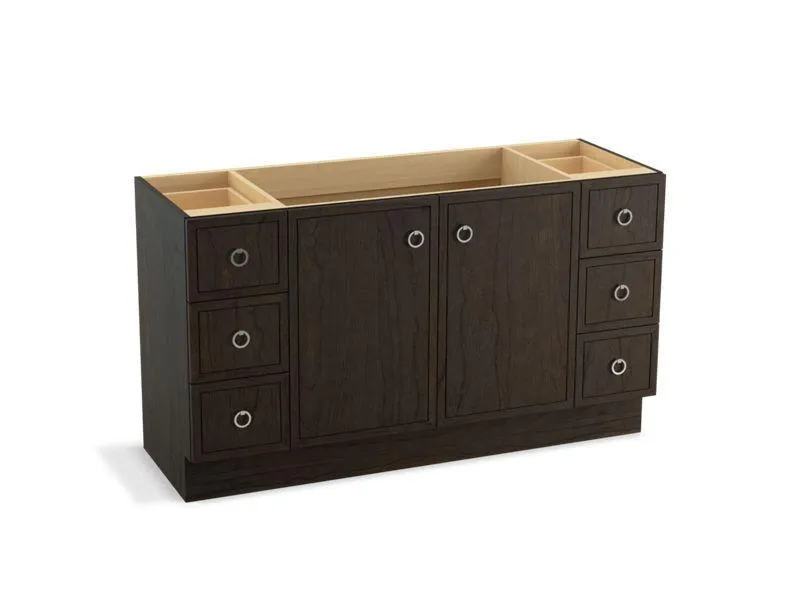 KOHLER K-99510-TK-1WA Jacquard 60" bathroom vanity cabinet with toe kick, 2 doors and 6 drawers