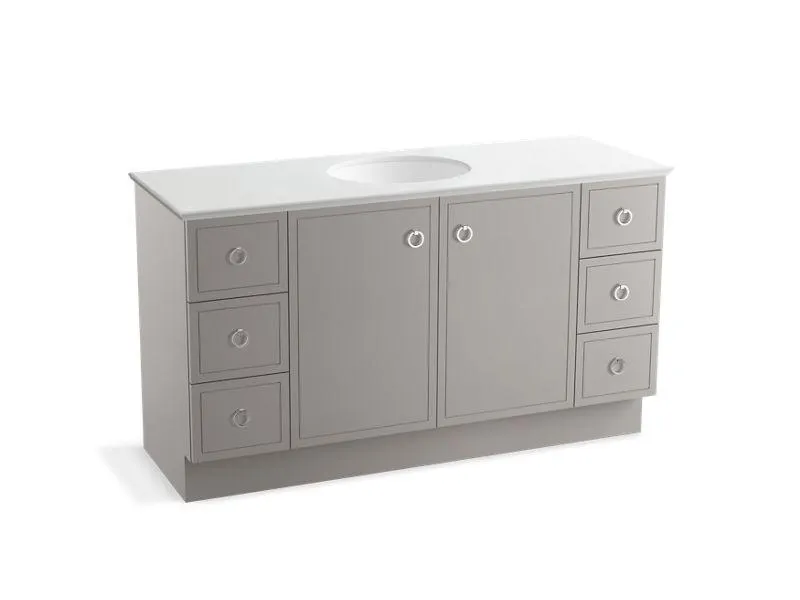 KOHLER K-99510-TK-1WA Jacquard 60" bathroom vanity cabinet with toe kick, 2 doors and 6 drawers