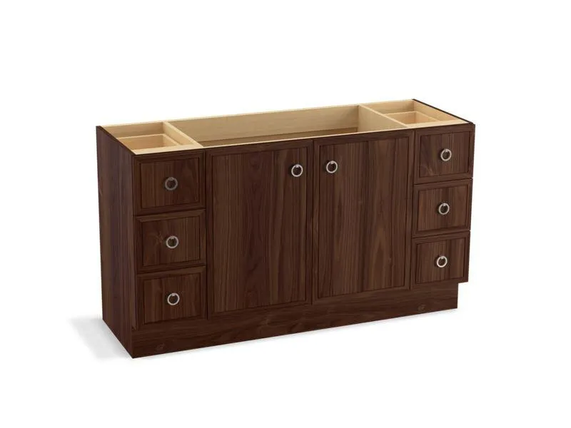 KOHLER K-99510-TK-1WA Jacquard 60" bathroom vanity cabinet with toe kick, 2 doors and 6 drawers