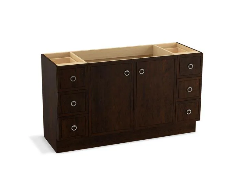 KOHLER K-99510-TK-1WA Jacquard 60" bathroom vanity cabinet with toe kick, 2 doors and 6 drawers