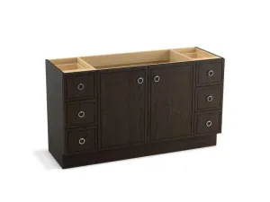 KOHLER K-99510-TK-1WA Jacquard 60" bathroom vanity cabinet with toe kick, 2 doors and 6 drawers