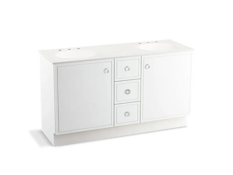 KOHLER K-99511-TK-1WA Jacquard 60" bathroom vanity cabinet with toe kick, 2 doors and 3 drawers