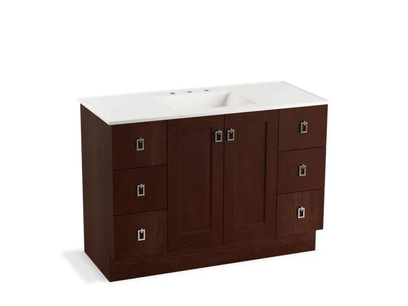 KOHLER K-99535-TK-1WA Poplin 48" bathroom vanity cabinet with toe kick, 2 doors and 6 drawers
