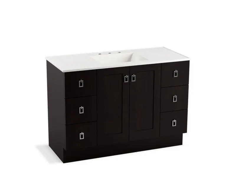 KOHLER K-99535-TK-1WA Poplin 48" bathroom vanity cabinet with toe kick, 2 doors and 6 drawers