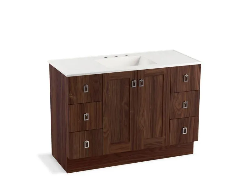 KOHLER K-99535-TK-1WA Poplin 48" bathroom vanity cabinet with toe kick, 2 doors and 6 drawers