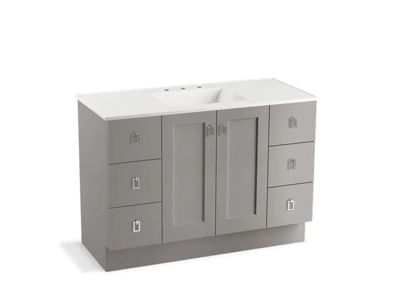 KOHLER K-99535-TK-1WA Poplin 48" bathroom vanity cabinet with toe kick, 2 doors and 6 drawers