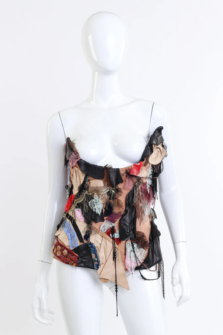 Lace & Leather Patchwork Underbust Corset