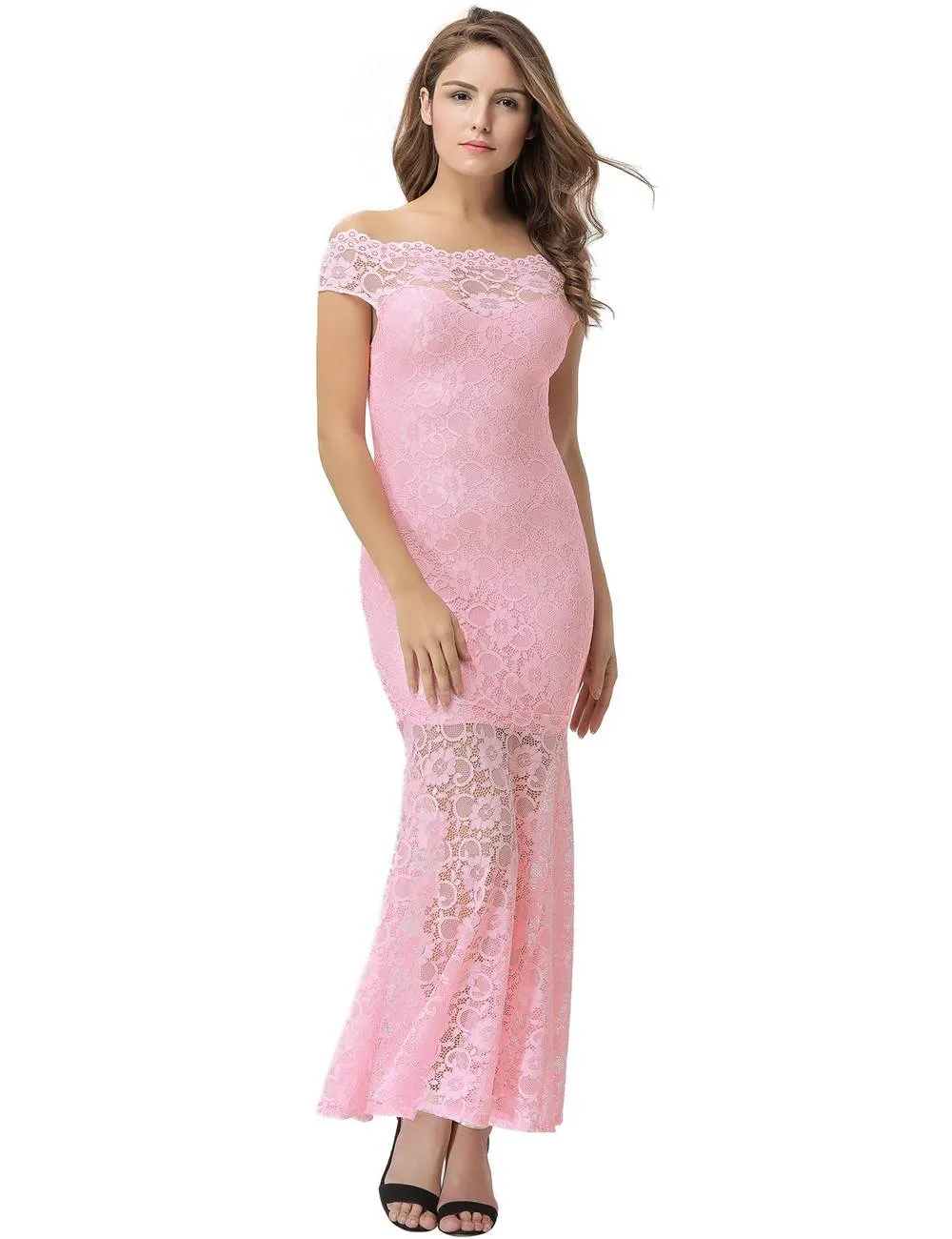 Lace Elegant Fishtail Maxi Party Gown