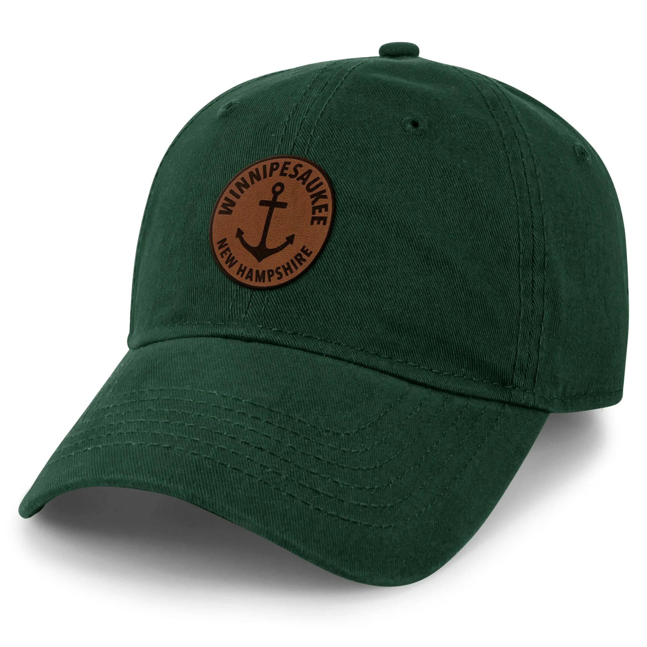 Lake Winnipesaukee Leather Patch Dad Hat