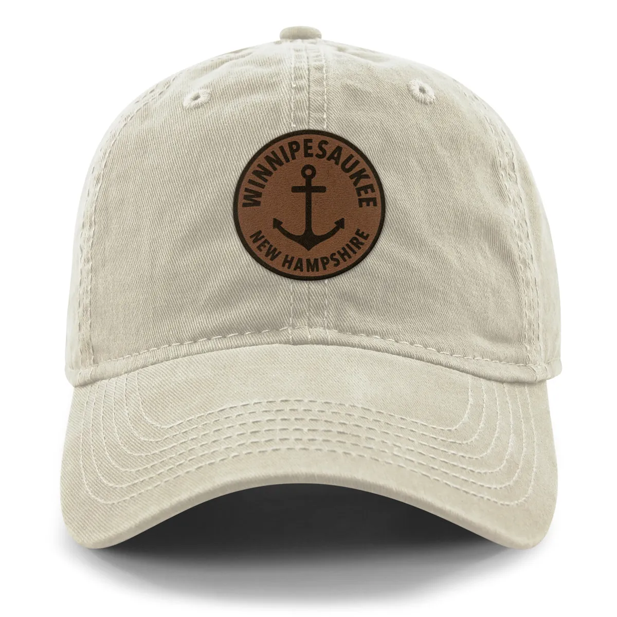 Lake Winnipesaukee Leather Patch Dad Hat