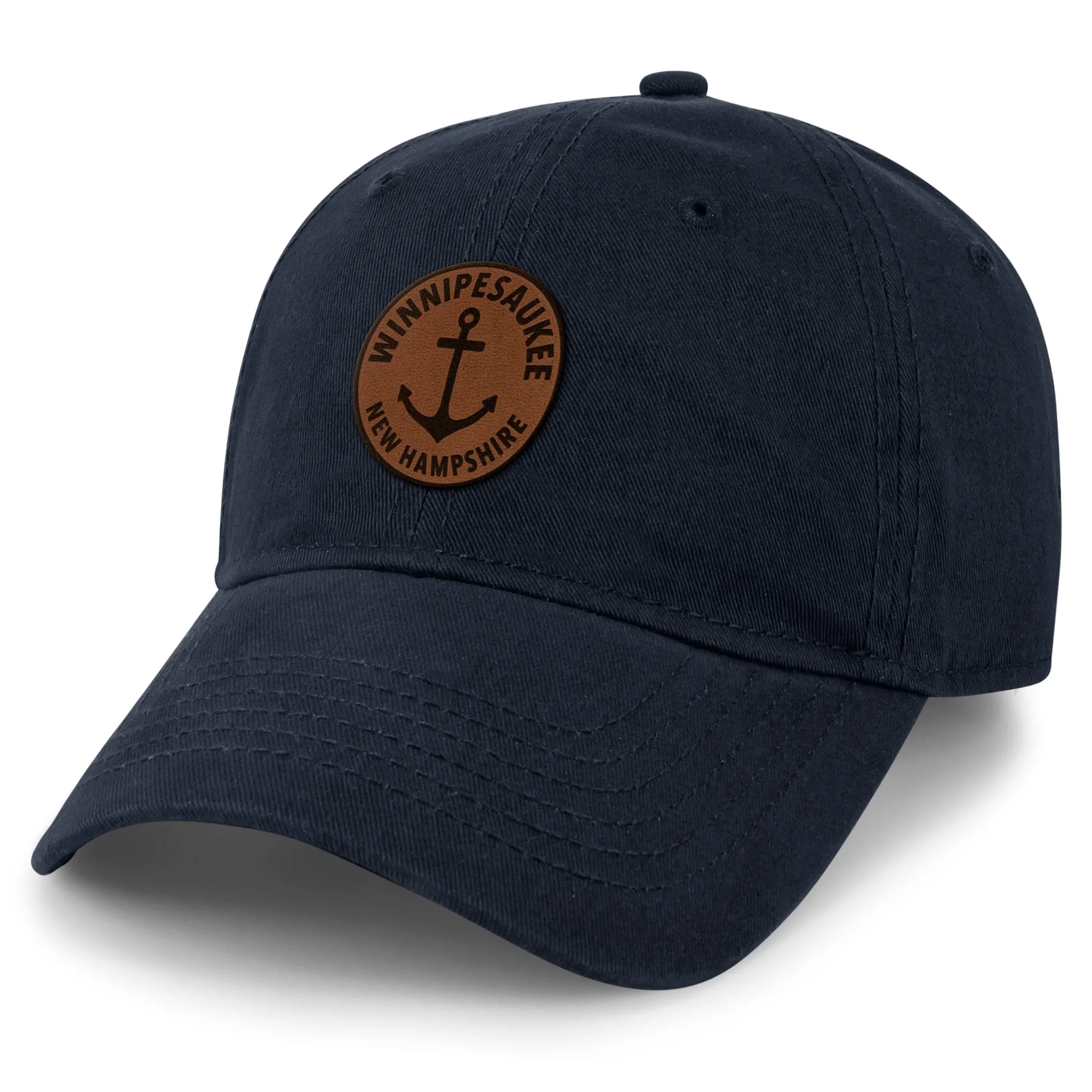 Lake Winnipesaukee Leather Patch Dad Hat
