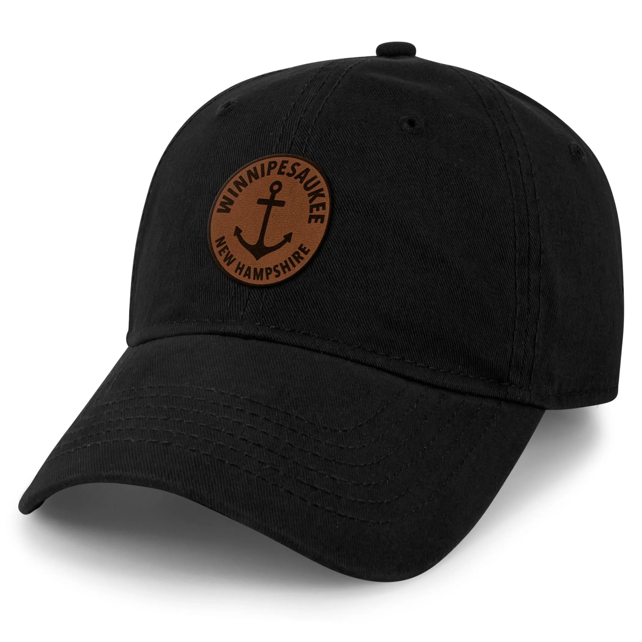 Lake Winnipesaukee Leather Patch Dad Hat