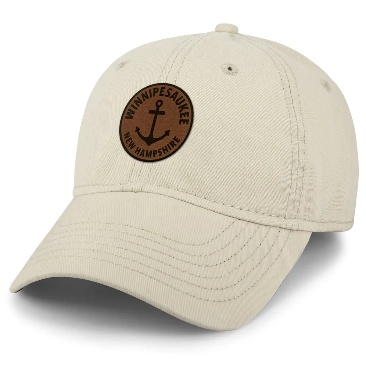 Lake Winnipesaukee Leather Patch Dad Hat