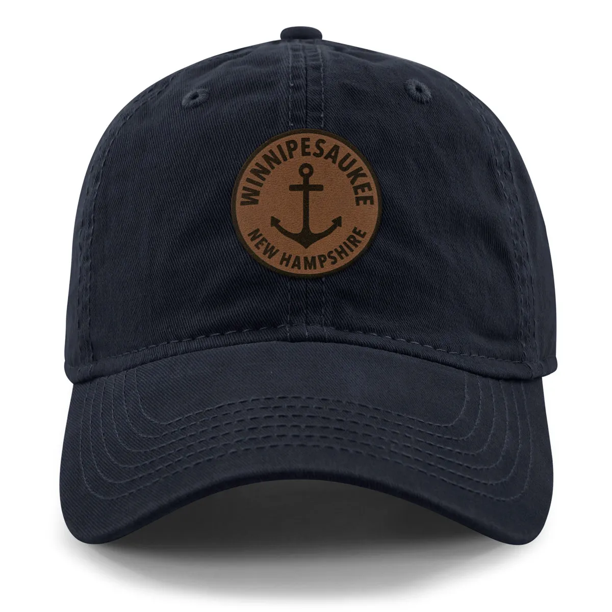 Lake Winnipesaukee Leather Patch Dad Hat
