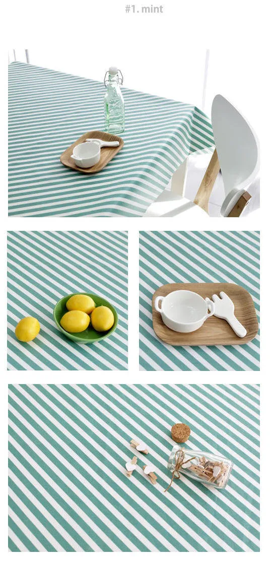 Laminated Cotton Fabric Diagonal Lines - Pink or Mint - By the Yard 53631