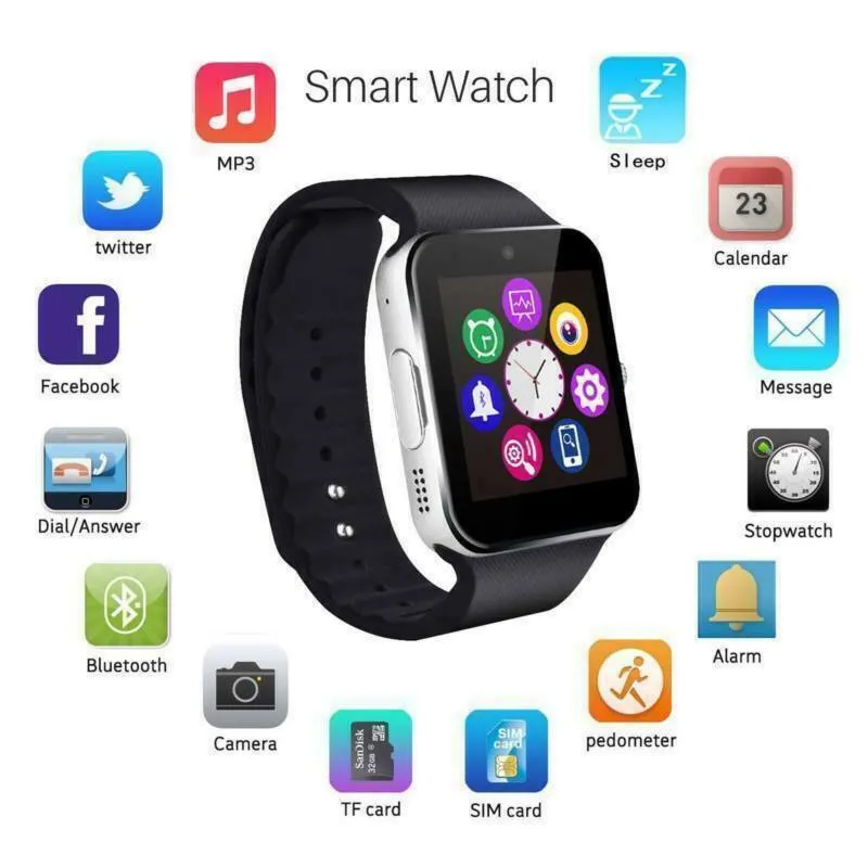 Latest 2018 GT08 Bluetooth Smart Watch Phone Wrist Watch for Android and iOS US