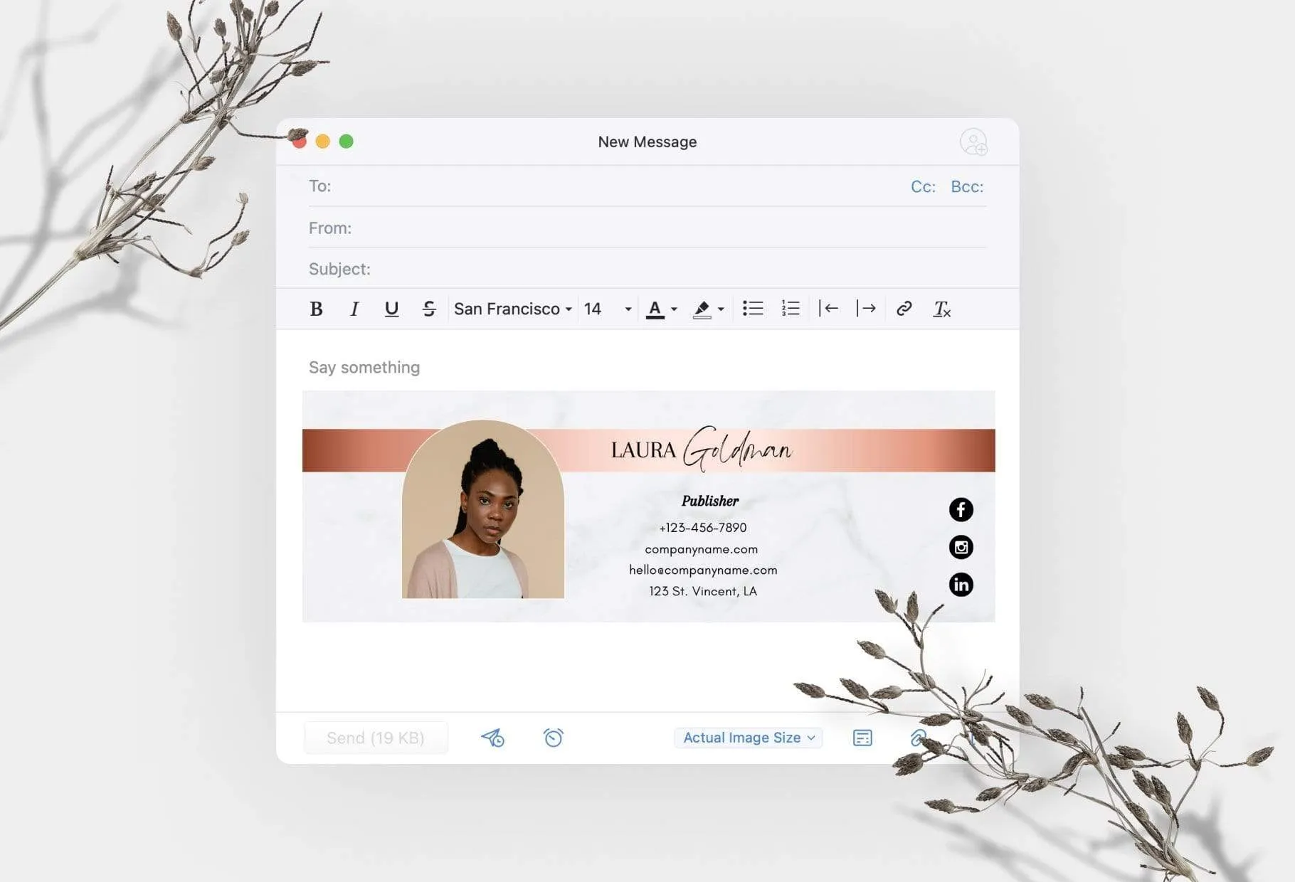 Laura Email Signature Template Editable Canva Template