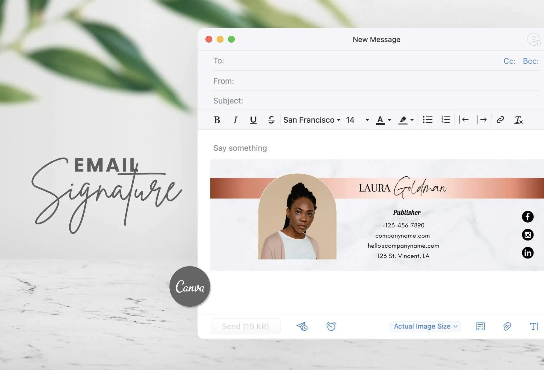 Laura Email Signature Template Editable Canva Template