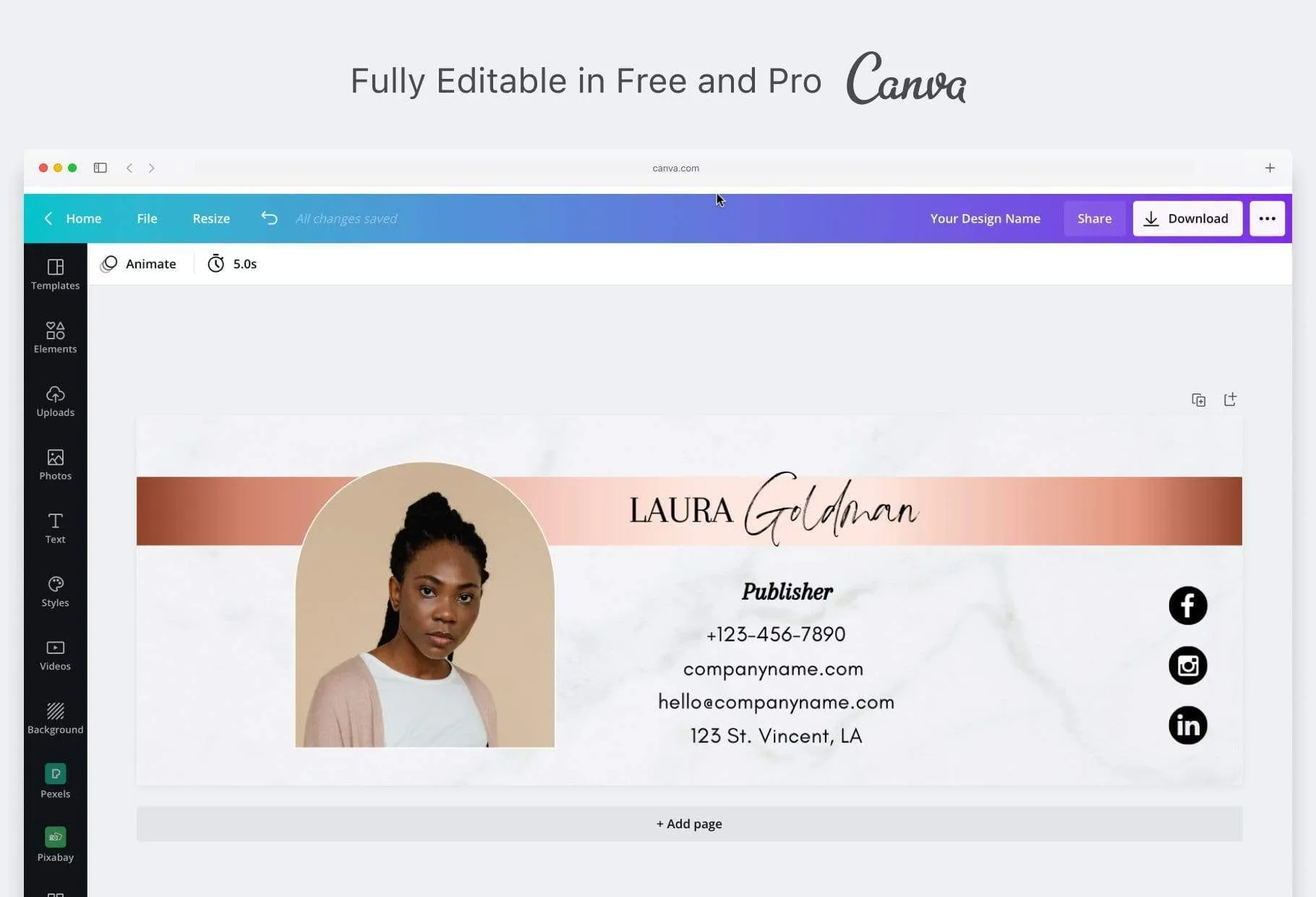 Laura Email Signature Template Editable Canva Template
