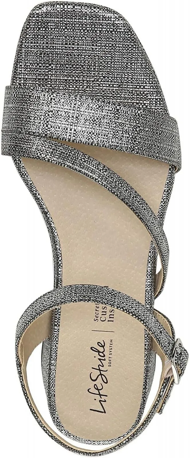 Lifestride Women's Julep Strappy Sandal I0372S1 Black Metallic 6M