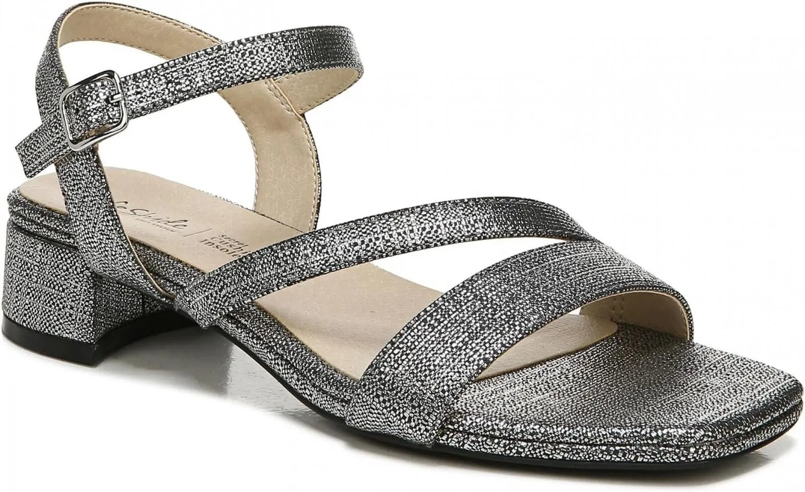 Lifestride Women's Julep Strappy Sandal I0372S1 Black Metallic 6M