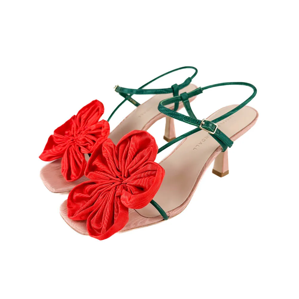 Loeffler Randall - Frank Moire Flower Sandal (Red/Green)