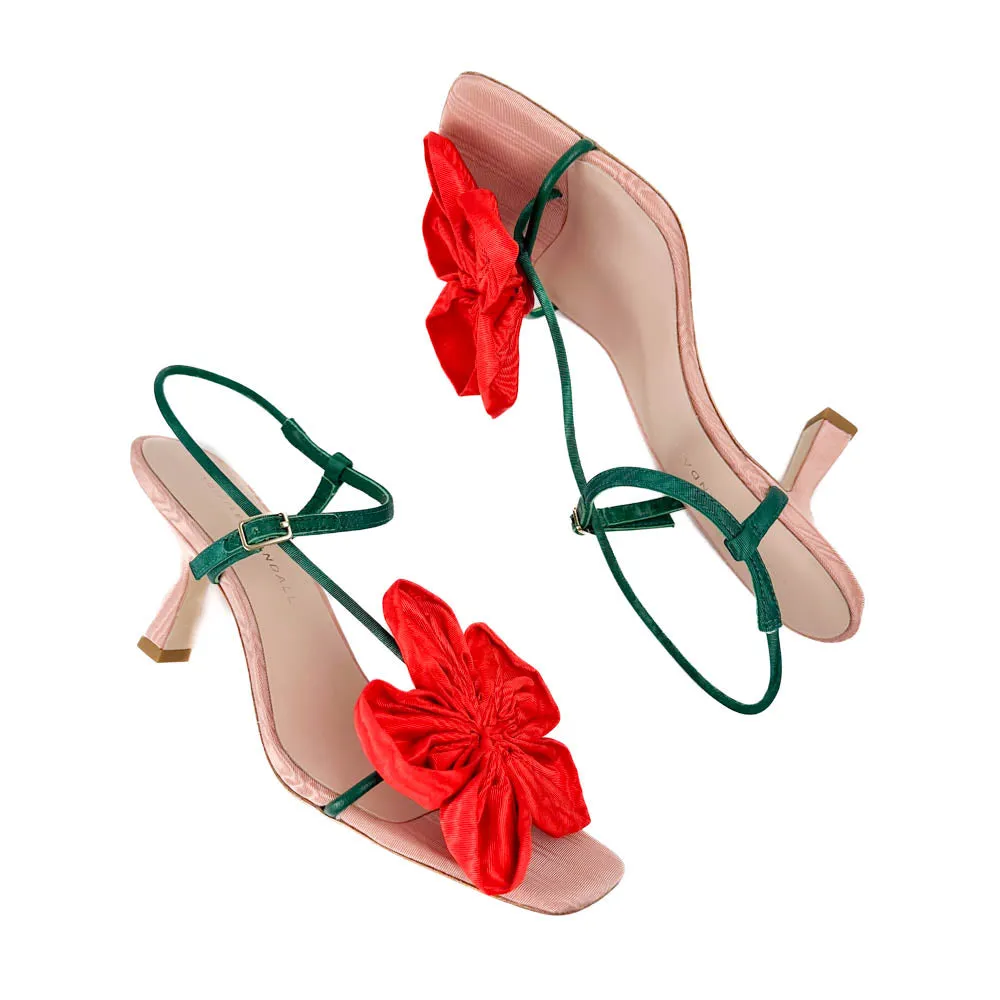 Loeffler Randall - Frank Moire Flower Sandal (Red/Green)