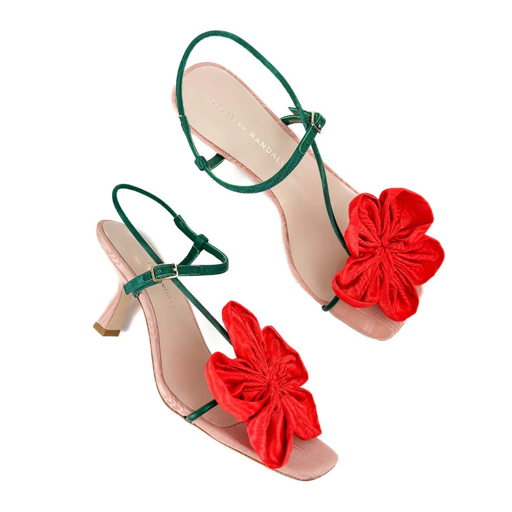 Loeffler Randall - Frank Moire Flower Sandal (Red/Green)