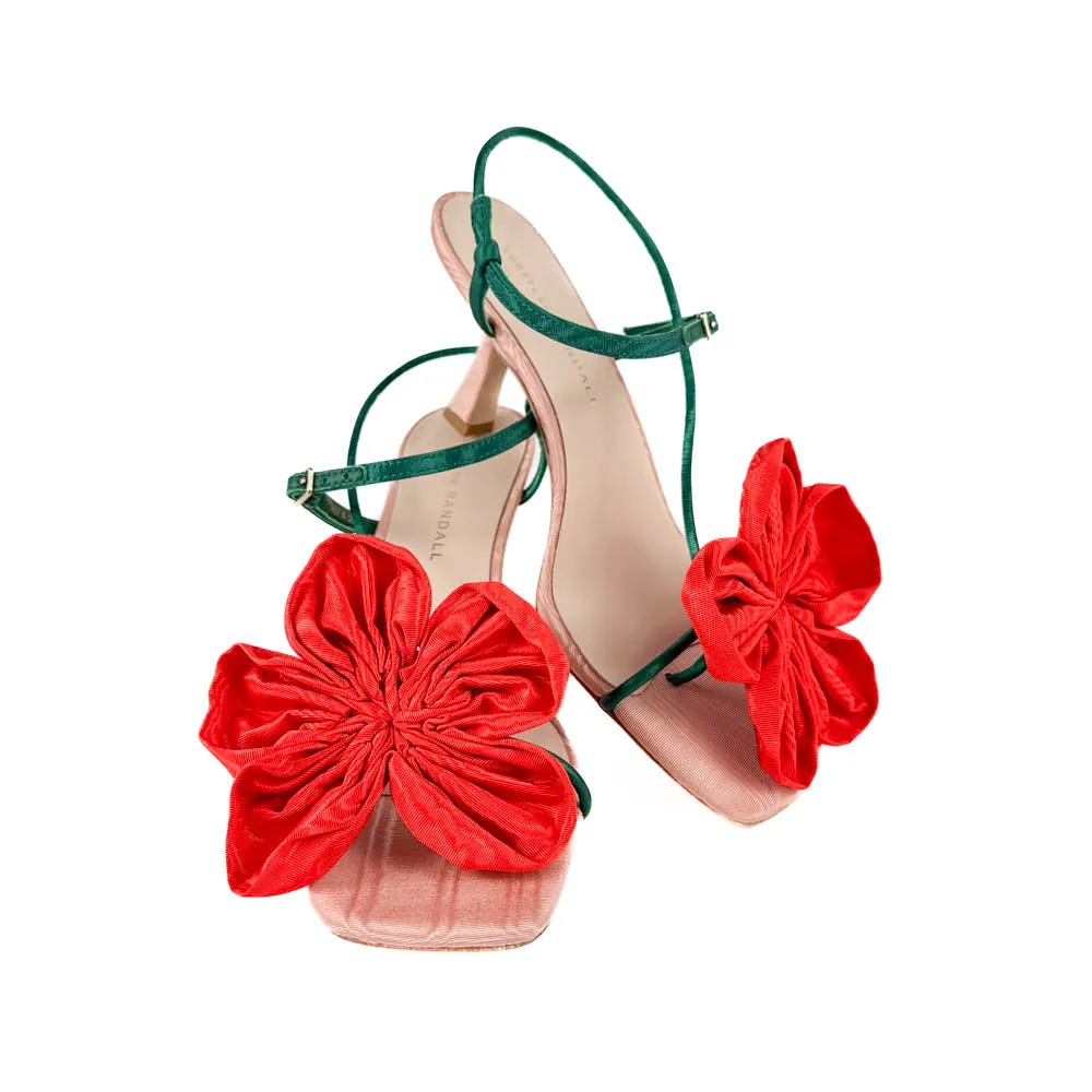 Loeffler Randall - Frank Moire Flower Sandal (Red/Green)