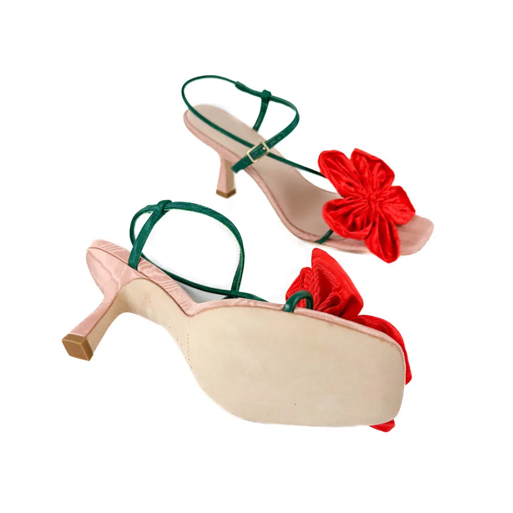 Loeffler Randall - Frank Moire Flower Sandal (Red/Green)
