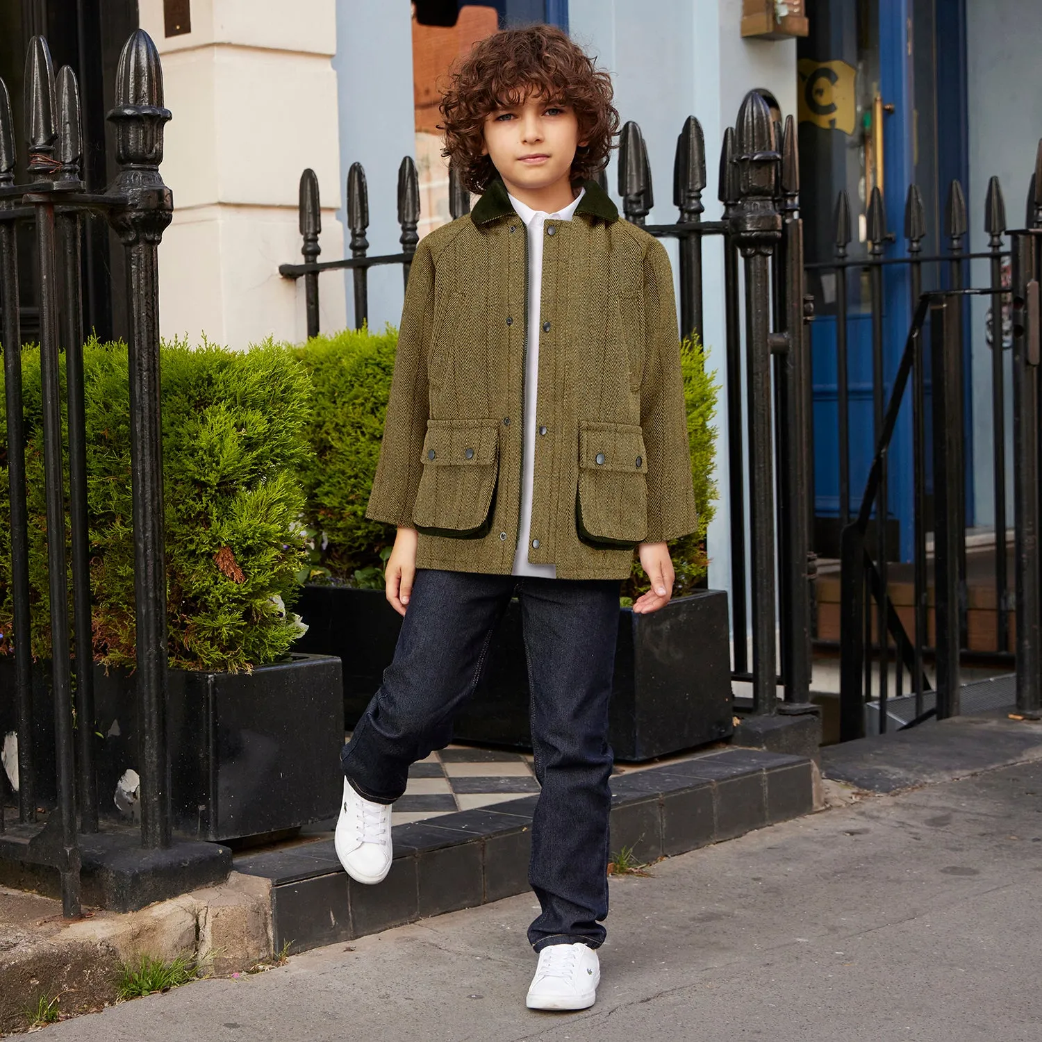 Lyall Greenbelt Children's Tweed Coat - Sand