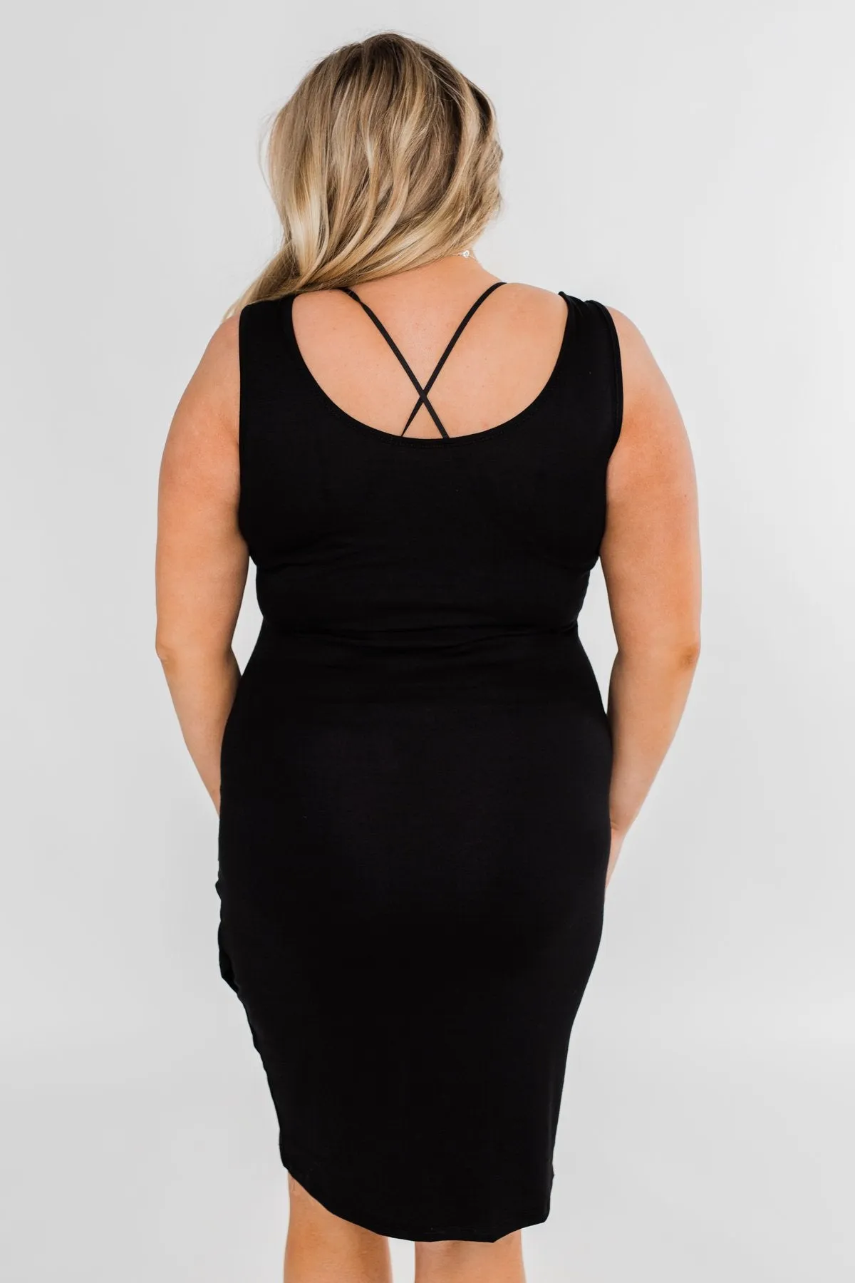 Make It Chic Fitted Dress- Solid Black