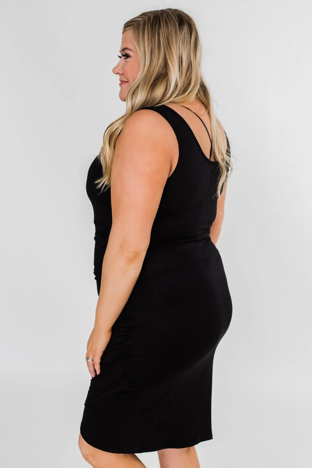 Make It Chic Fitted Dress- Solid Black