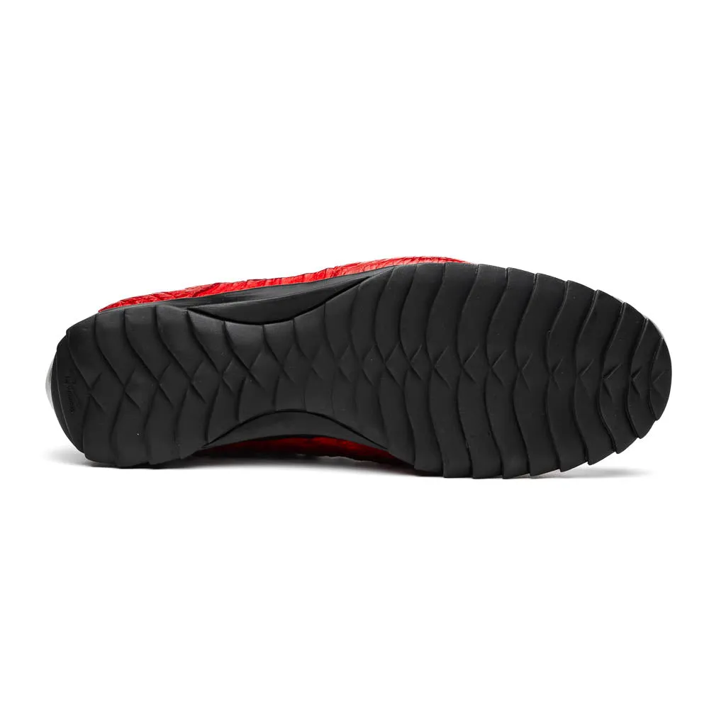 Marco Di Milano Kratos Men's Red Shoes Exotic Caiman Crocodile Sneakers