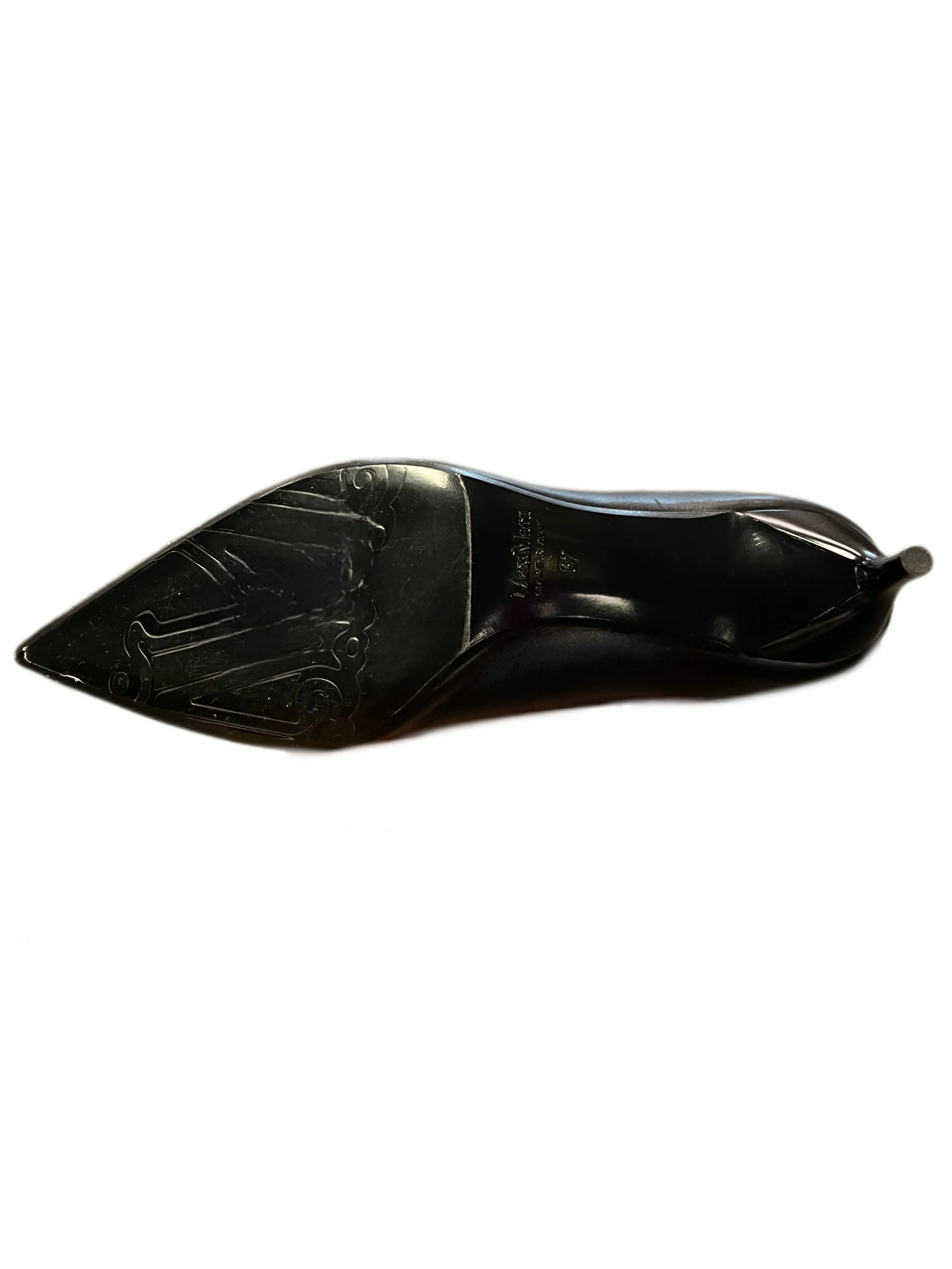 Max Mara Women's Black Pree Kitten Heel Leather Pumps Size 7 NWT