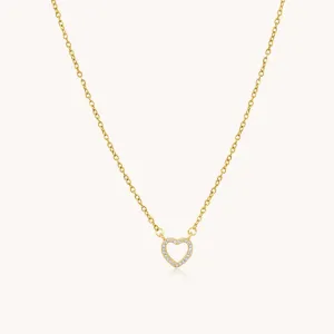 Mini Crystal Heart Necklace, Gold
