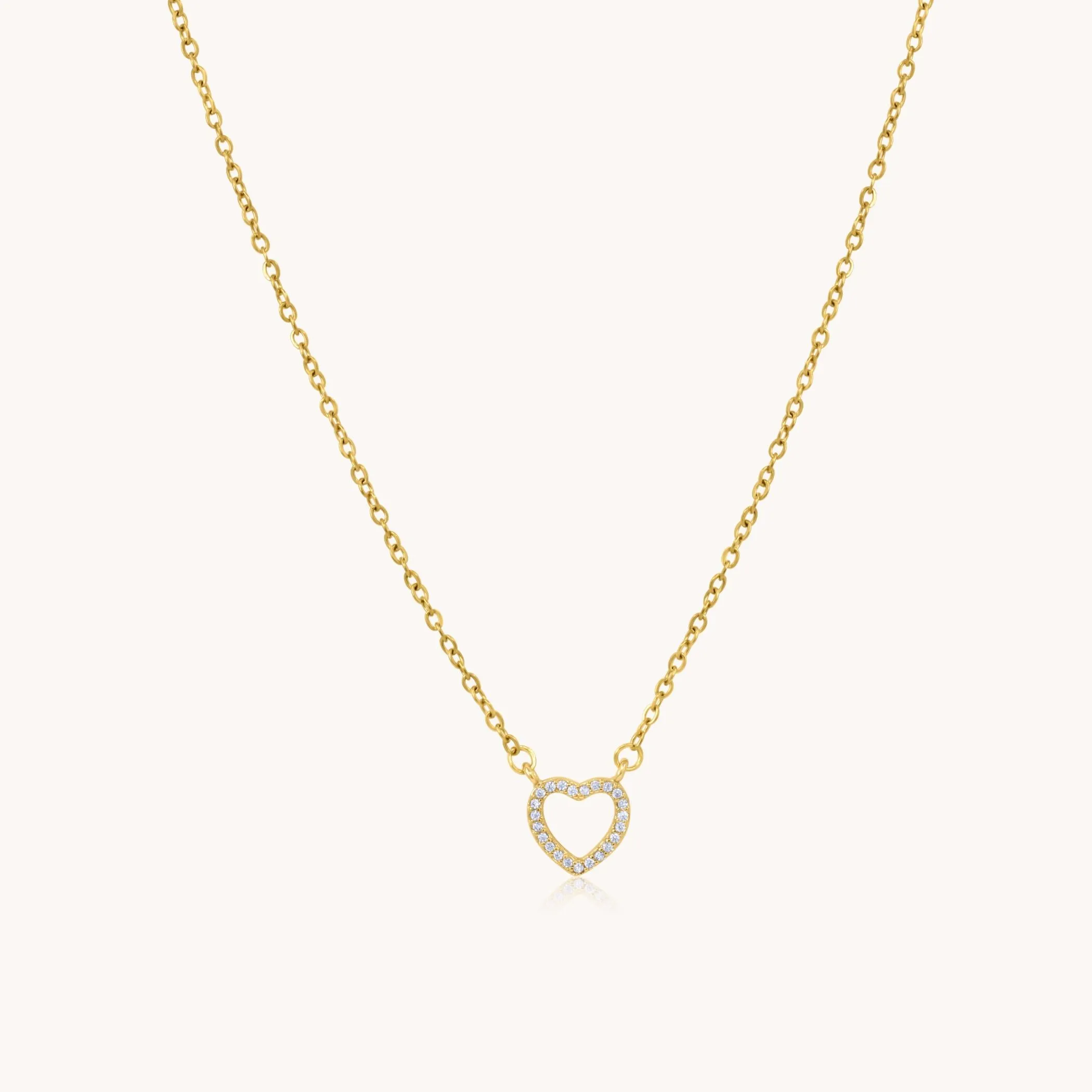 Mini Crystal Heart Necklace, Gold