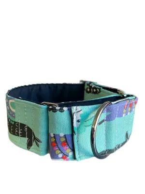 Modern llama greyhound Martingale collar cotton covered 50mm width