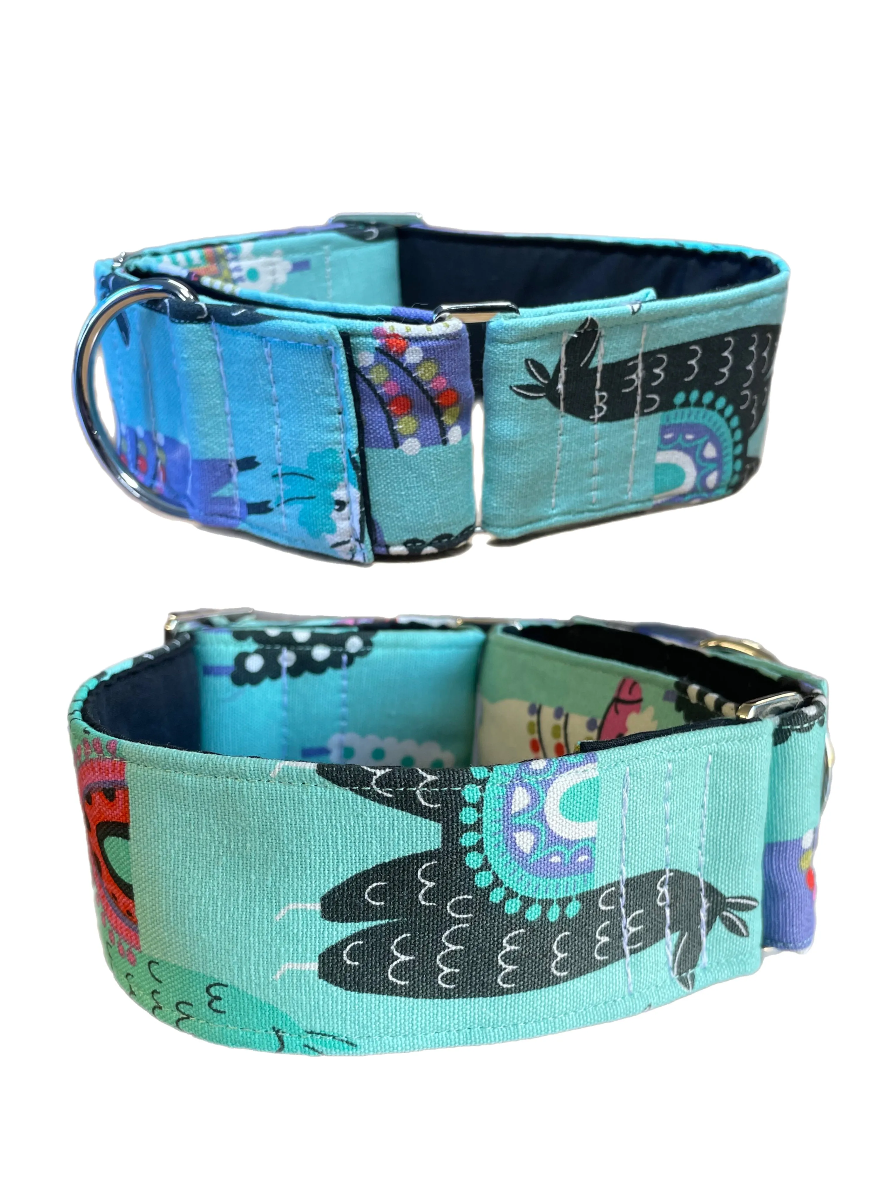 Modern llama greyhound Martingale collar cotton covered 50mm width
