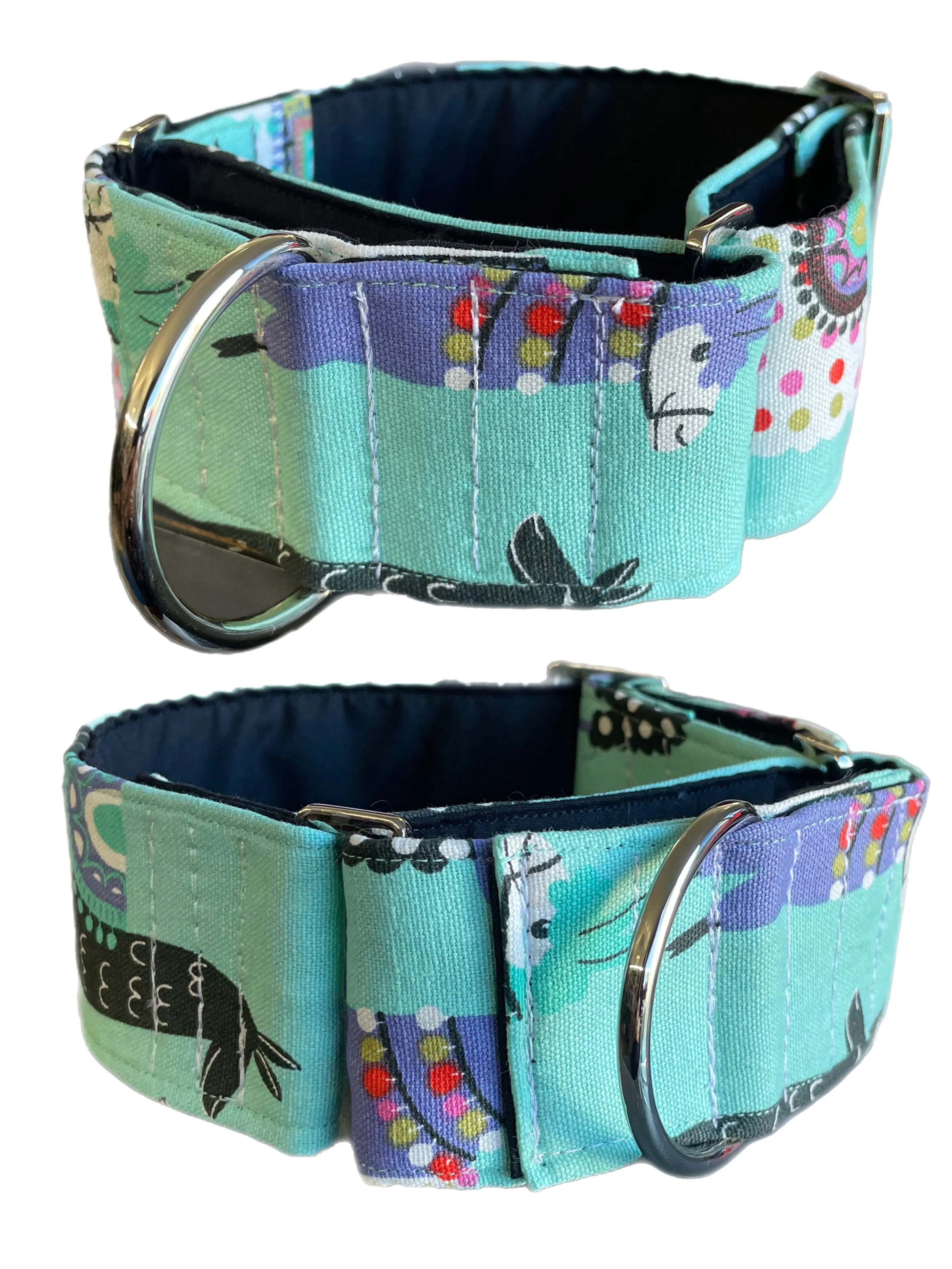 Modern llama greyhound Martingale collar cotton covered 50mm width