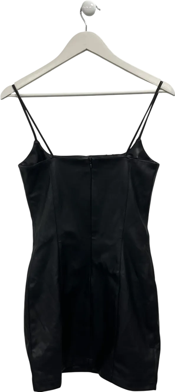 Nasty Gal Black Faux Leather Strappy Mini Dress UK 8