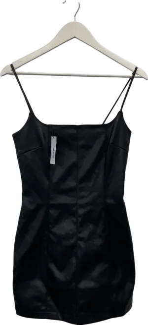 Nasty Gal Black Faux Leather Strappy Mini Dress UK 8