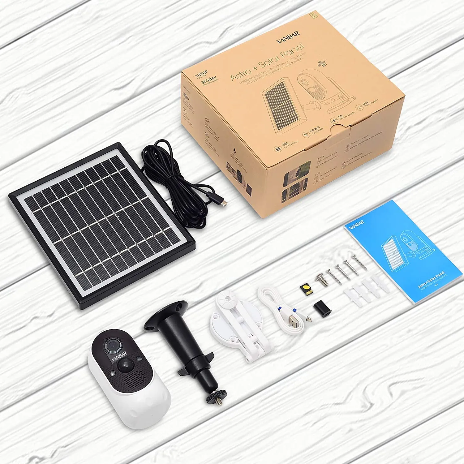 New in box! VANBAR Solar Security Camera Wireless Outdoor, FHD 1080P Solar Powered Camera 10500mAh Battery With Night Vision, Instant Alerts, Motion Detection, 2-Way Audio, Compatible with Cloud Storage/SD Slot (32GB Card Included)