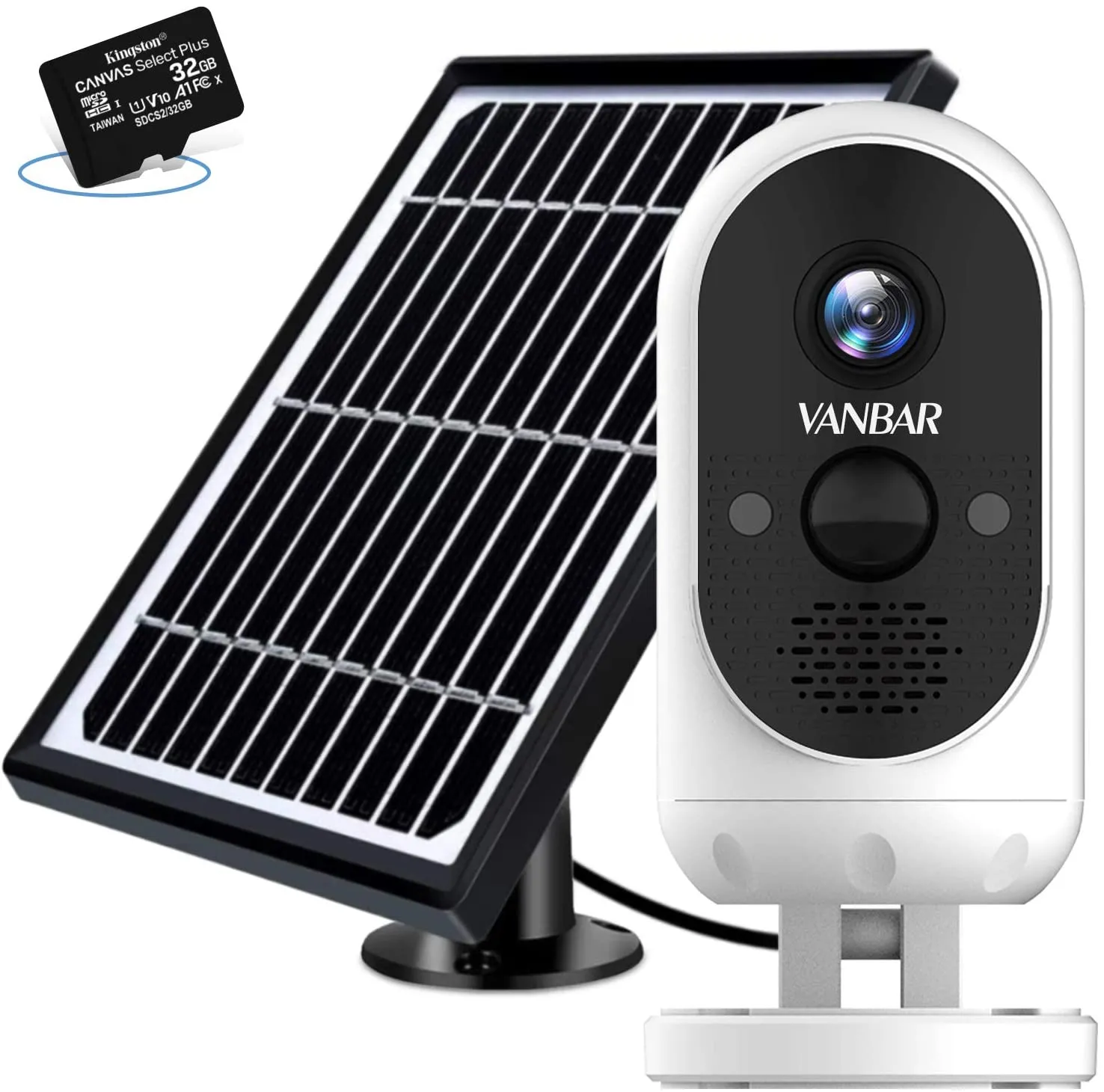 New in box! VANBAR Solar Security Camera Wireless Outdoor, FHD 1080P Solar Powered Camera 10500mAh Battery With Night Vision, Instant Alerts, Motion Detection, 2-Way Audio, Compatible with Cloud Storage/SD Slot (32GB Card Included)