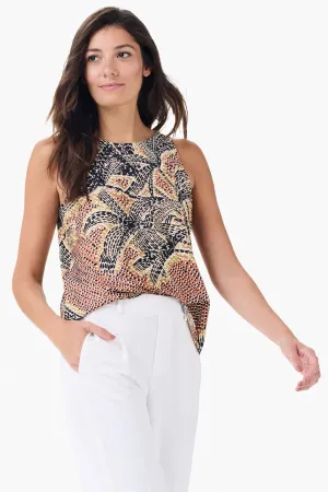 NIC ZOE Neutral/Multi Dotty Palms Boat Neck Sleeveless Tank Top M241661