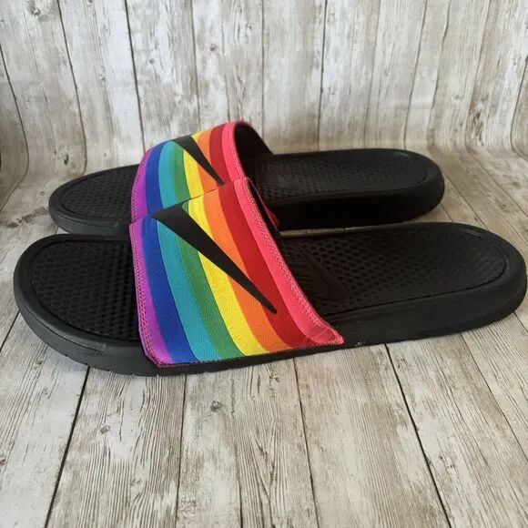 Nike Benassi JDI Rainbow “BETRUE” Slides CD2717-001 Men's Size 15 LGBTQ Pride