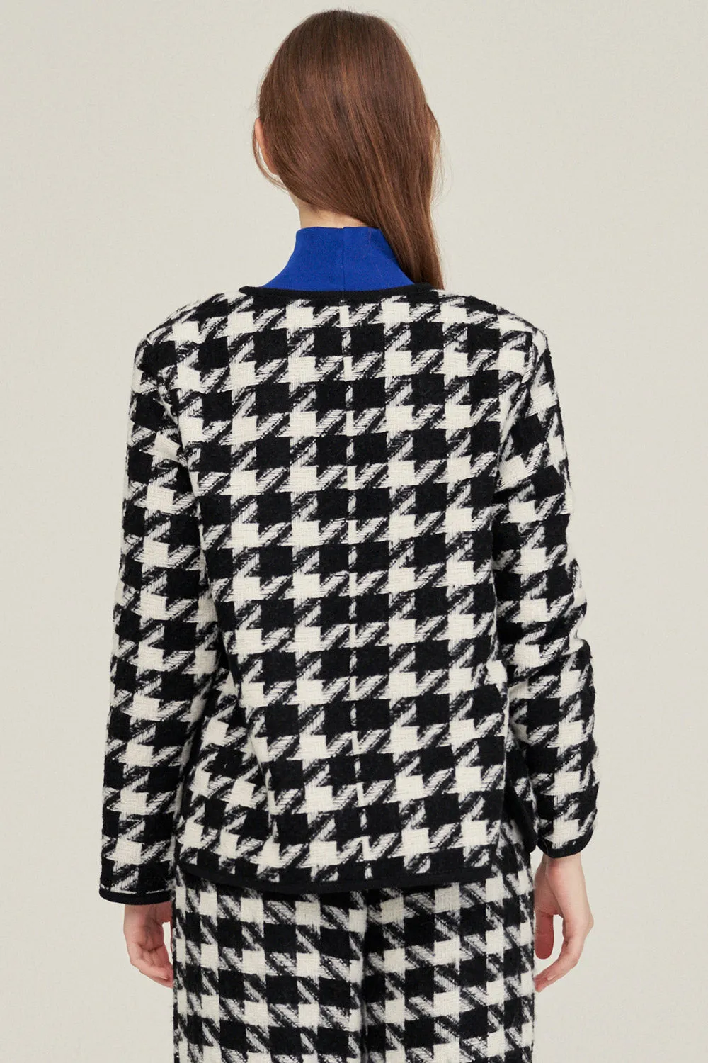 Nour Houndstooth Open Coat