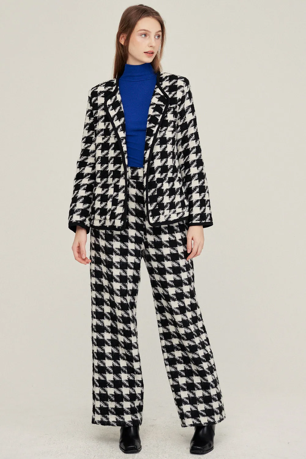 Nour Houndstooth Open Coat